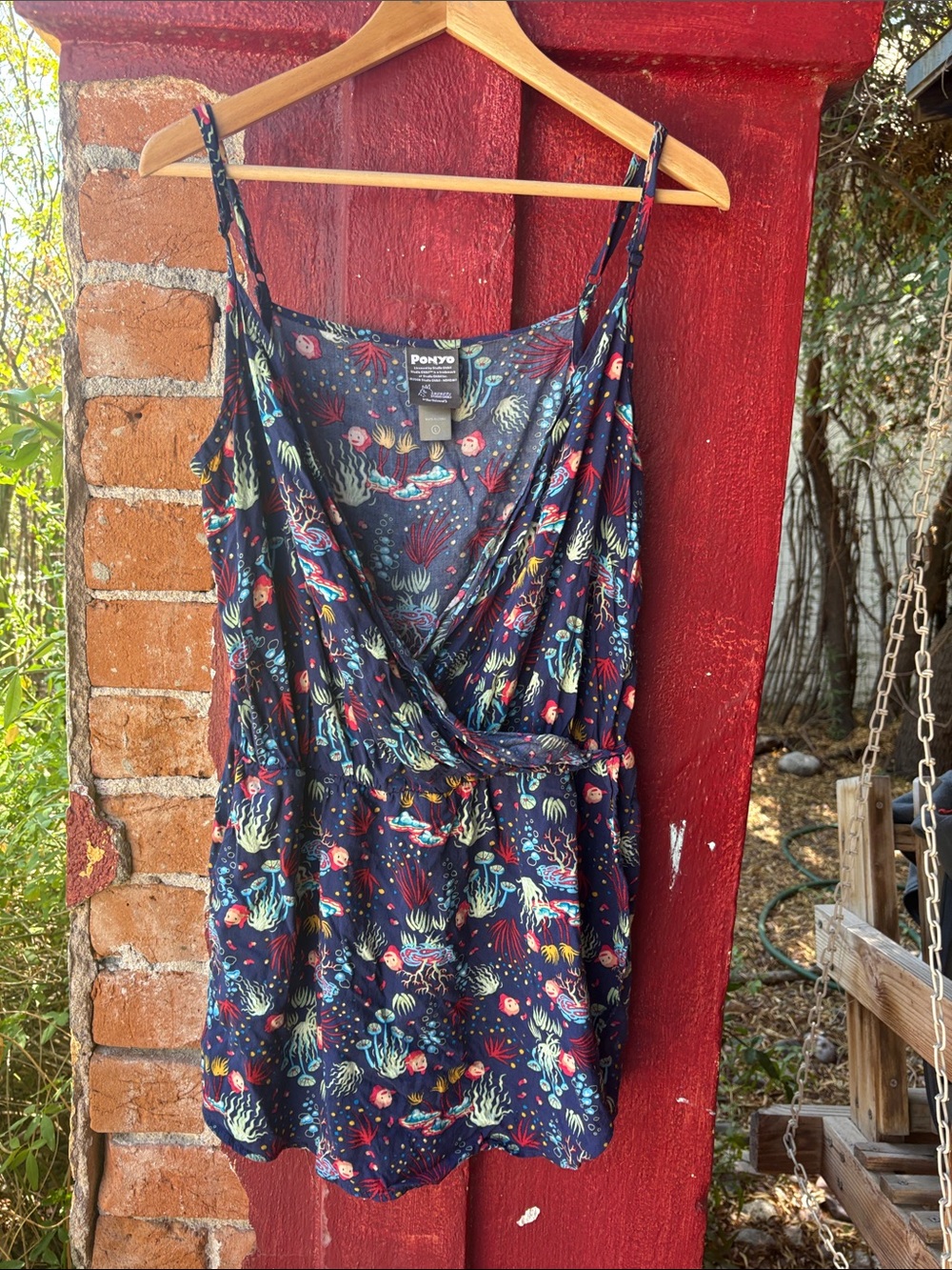 Her Universe Navy Floral & Coral Ponyo Print Cami Romper